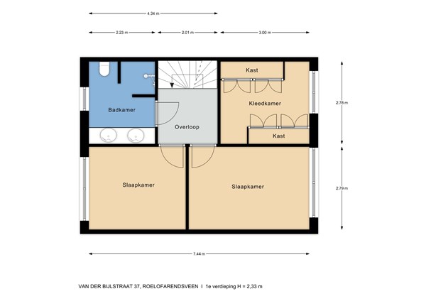 Floorplan - Van der Bijlstraat 37, 2371 VP Roelofarendsveen